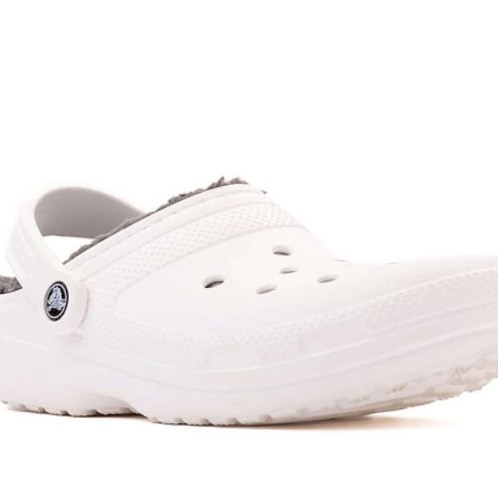 Fluffy white CROCS